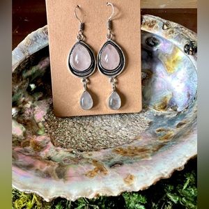 Sterling rose quartz earrings